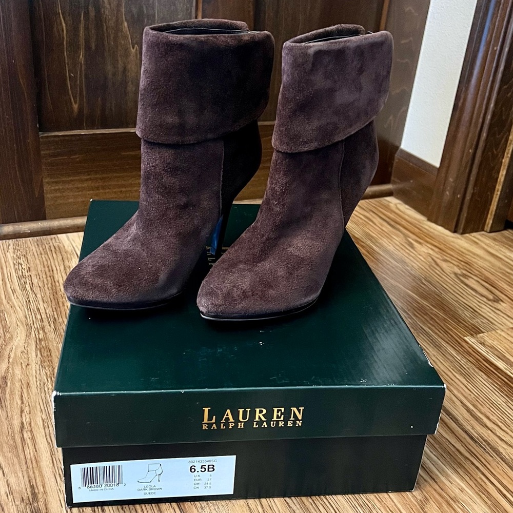 Lauren Ralph Lauren Leola dark brown suede - size 6.5